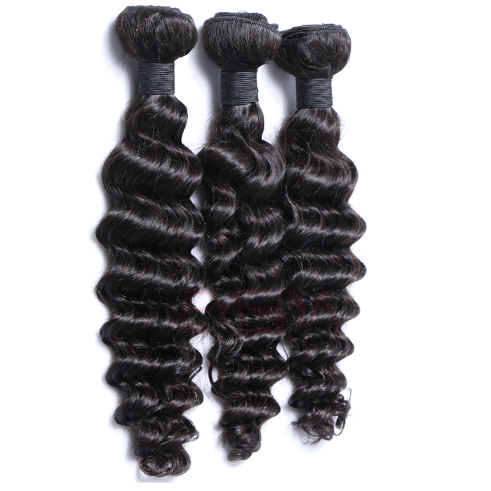 EMEDA Brazilian Human Hair Weave Deep Curly Black Hair Extensions HW011